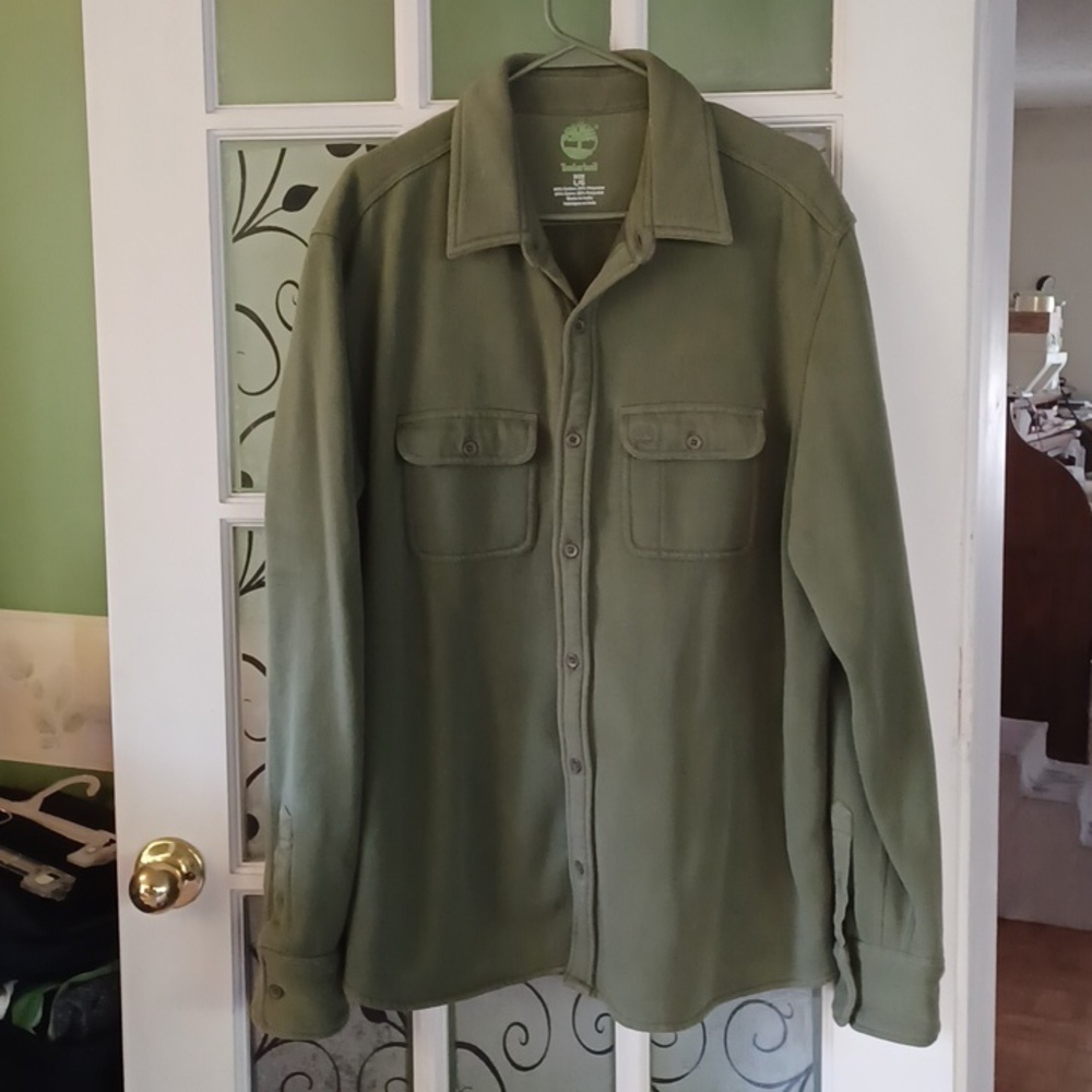 Timberland fleece lined shirt men's size large  green